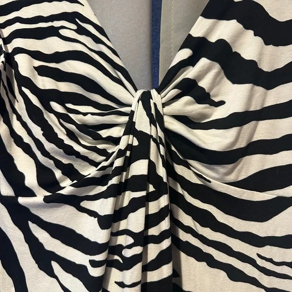 Express Zebra Print Sleeveless V-Neck Twist Front Dress Size Medium - Picture 3 of 6